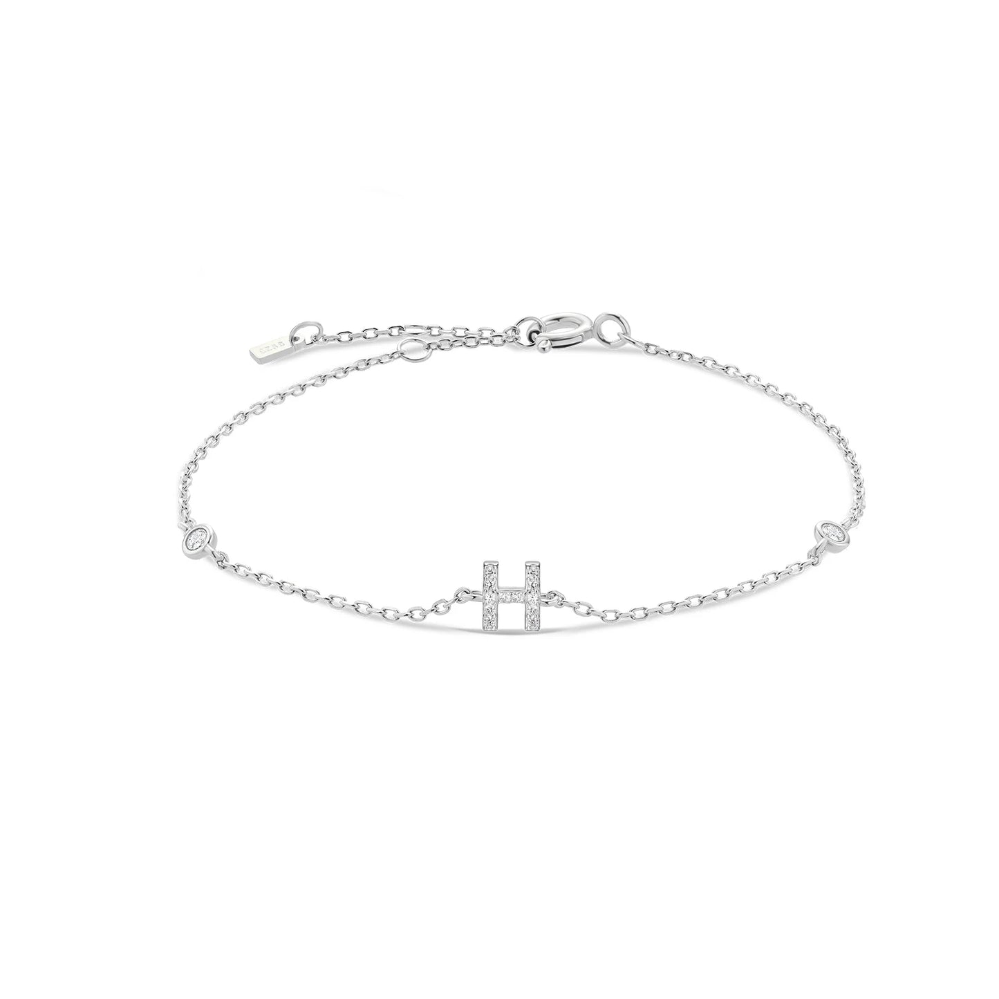 925 Sterling Silver Personalised Initial A - Z Gold Bracelet