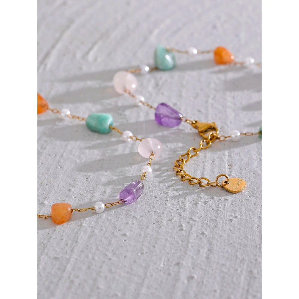 Exquisite Natural Stone Imitation Pearls Necklace and Bracelet