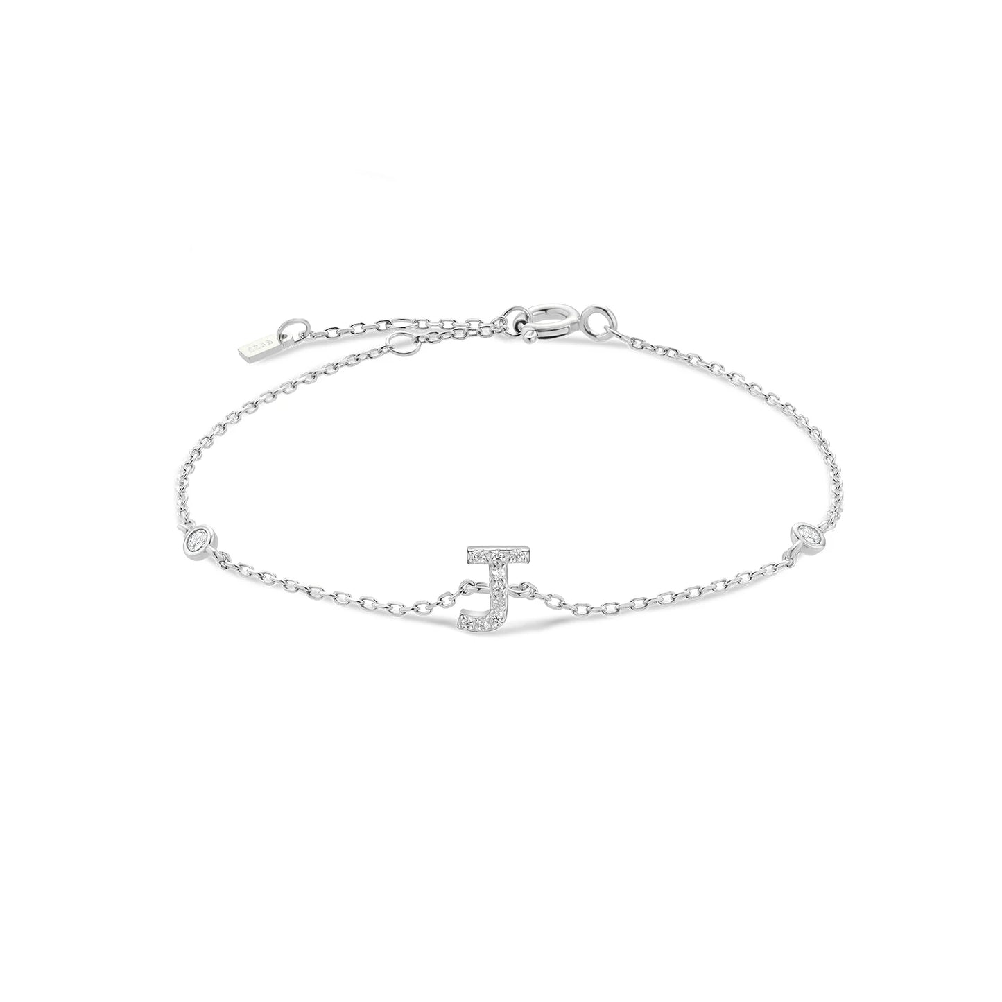 925 Sterling Silver Personalised Initial A - Z Gold Bracelet