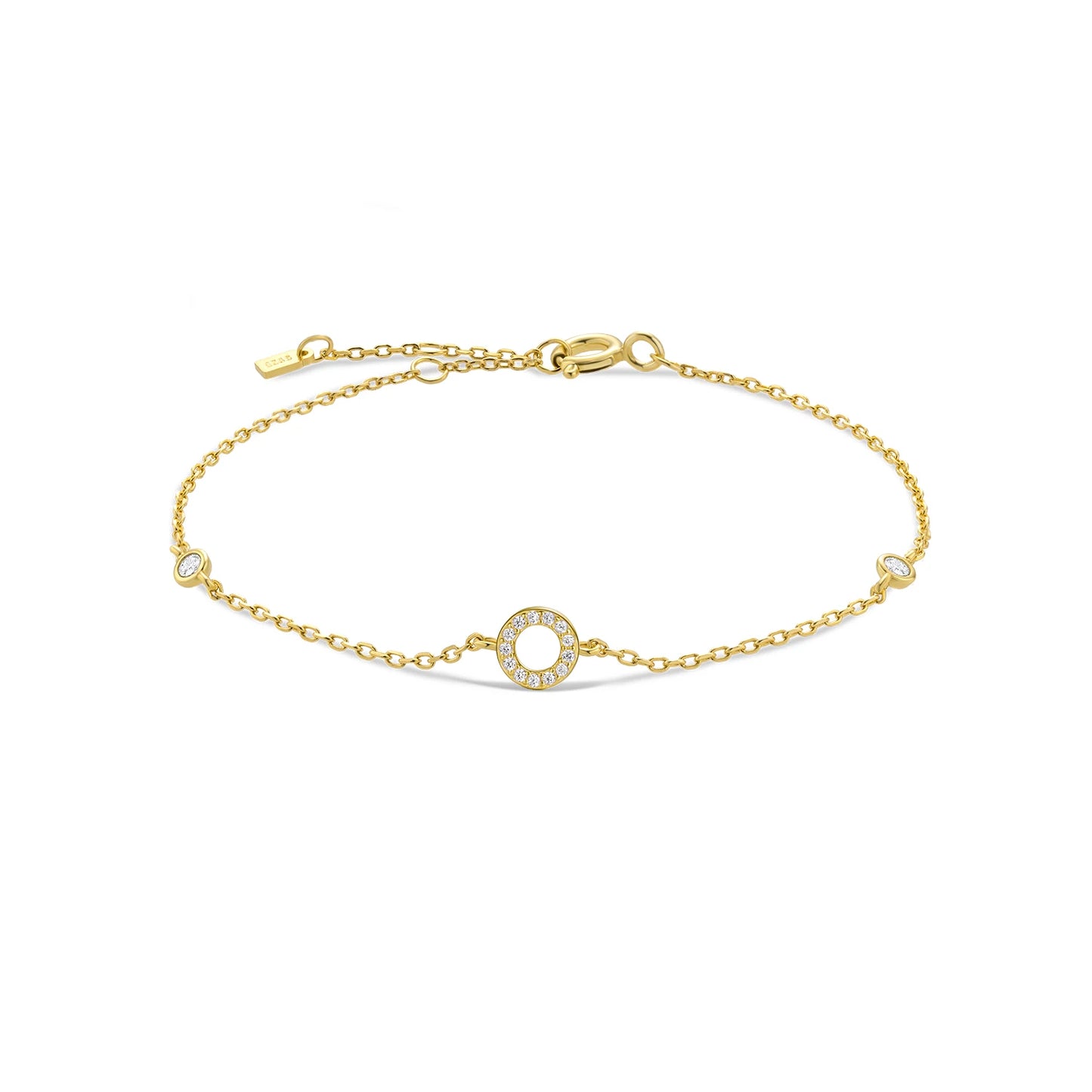 925 Sterling Silver Personalised Initial A - Z Gold Bracelet