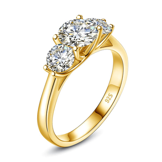 Gold Moissanite 2ct Wedding Engagement Rings