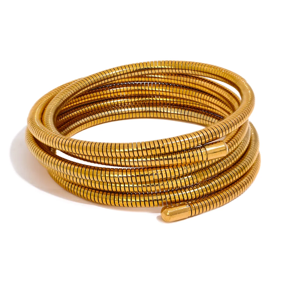 Luxury Gold Stackable Multi-Layer Wrap Arm Bracelet Bangle