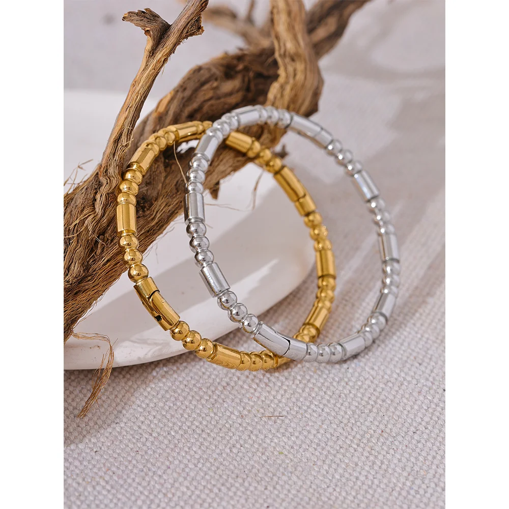 Gold Beaded Statement Bracelet Bangle