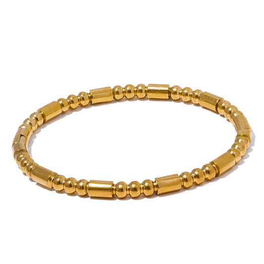 Gold Beaded Statement Bracelet Bangle