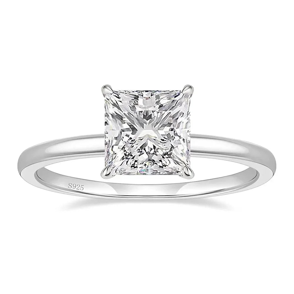 925 Sterling Silver Engagement Gold CZ Ring