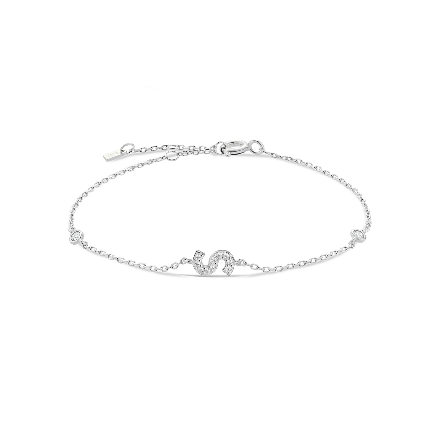 925 Sterling Silver Personalised Initial A - Z Gold Bracelet