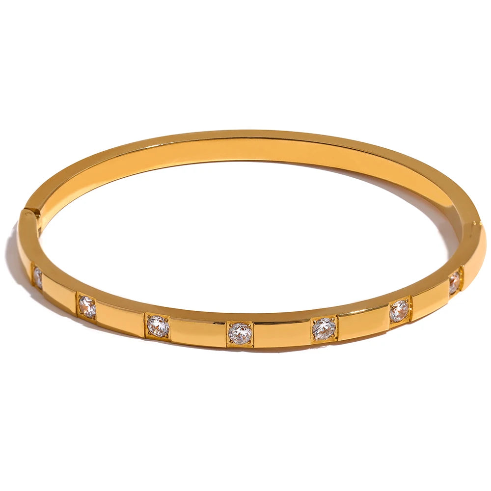 Gold Stylish Cubic Zirconia Bangle Bracelet