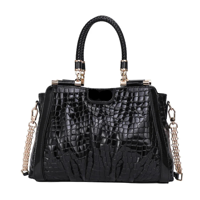 Crocodile Leather Casual Tote Handbag