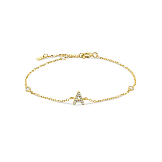 Sterling Silver Personalised Gold Letter Bracelet