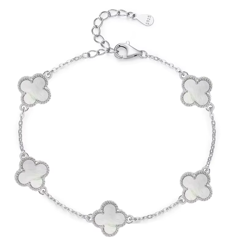 Sterling Silver Four Leaf Bracelet