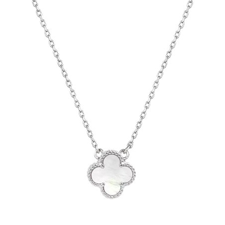 Silver Peal Four Leaf Necklace