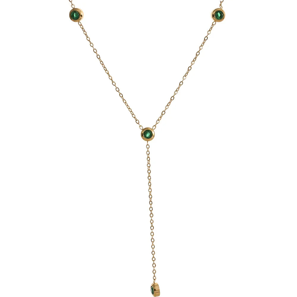 Chic Gold Cubic Zirconia Chain Necklace