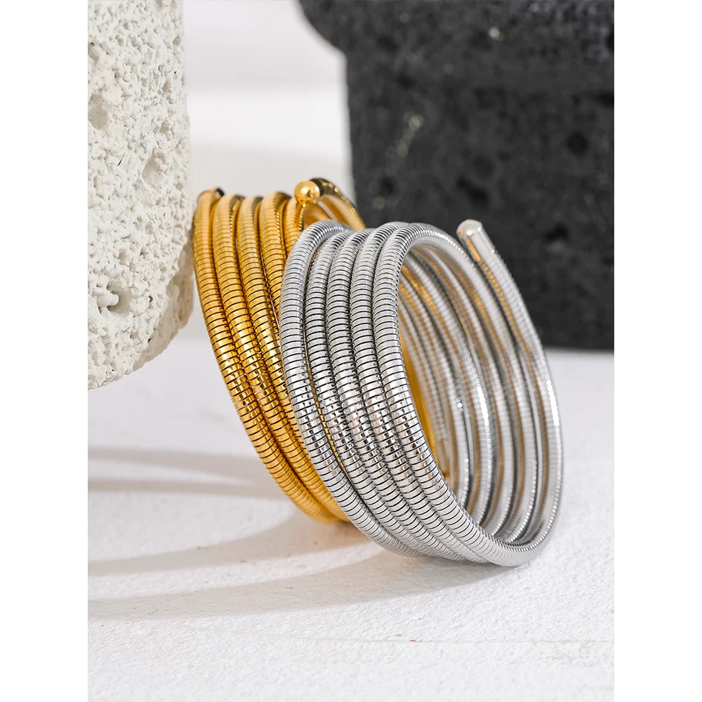 Luxury Gold Stackable Multi-Layer Wrap Arm Bracelet Bangle