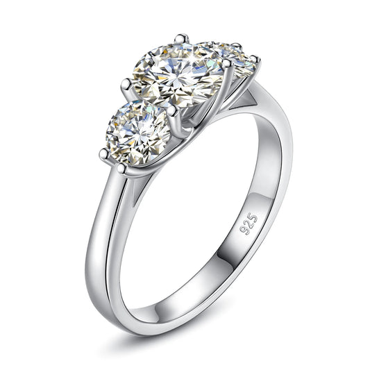 Rhodium Moissanite 2ct Wedding Engagement Rings