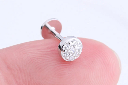 925 Sterling Silver Diamond Flash CZ Piercing Stud